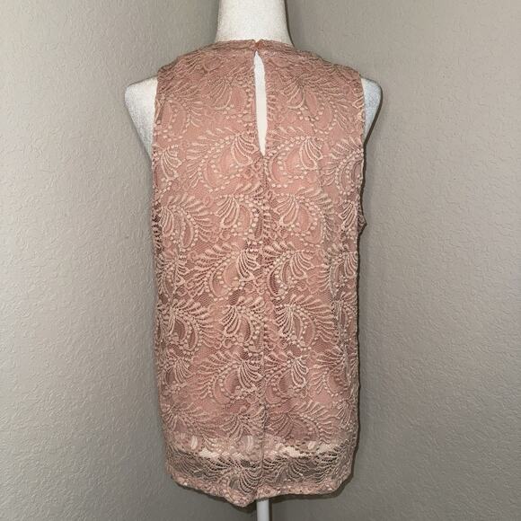 Elodie Women's Blouse Size L Sleeveless Solid Pink Mesh Layer Boho Casual NWT - Picture 3 of 8
